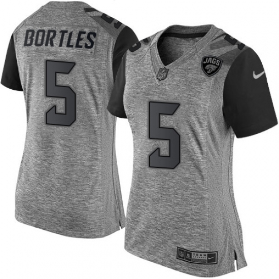 Women's Nike Jacksonville Jaguars #5 Blake Bortles Limited Gray Gridiron NFL Jersey - Ujersey