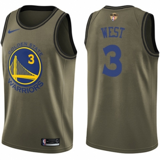 Youth Nike Golden State Warriors #3 David West Swingman Green Salute to Service 2018 NBA Finals Bound NBA Jersey - Ujersey