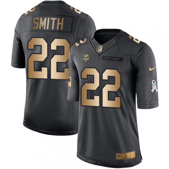 Men's Nike Minnesota Vikings #22 Harrison Smith Limited Black/Gold Salute to Service NFL Jersey - Ujersey