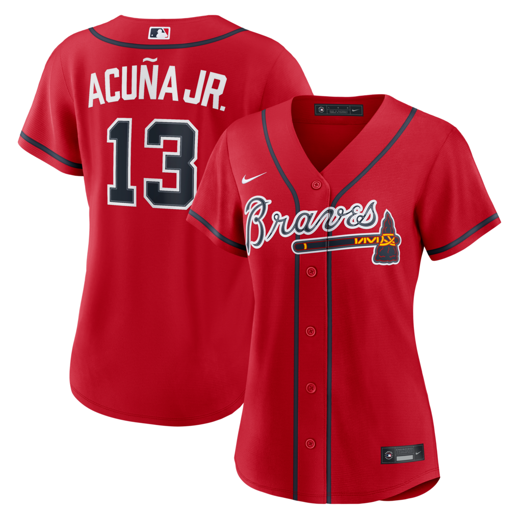 Women's Atlanta Braves Ronald Acuña Jr. Nike Red Alternate Replica Jersey - Ujersey