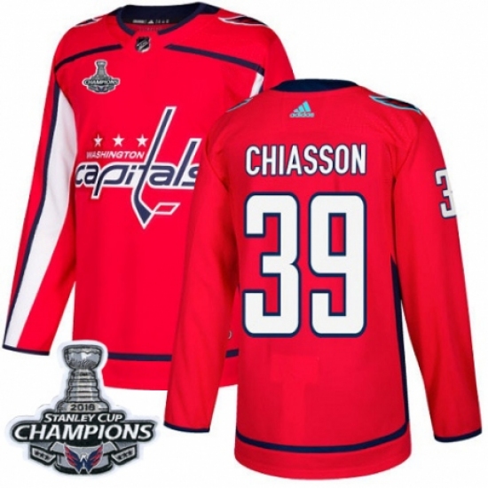 Men's Adidas Washington Capitals #39 Alex Chiasson Premier Red Home 2018 Stanley Cup Final Champions NHL Jersey - Ujersey