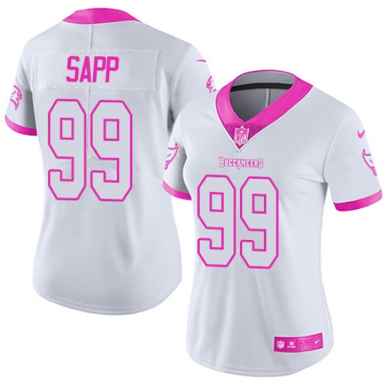 Women's Nike Tampa Bay Buccaneers #99 Warren Sapp Limited White/Pink Rush Fashion NFL Jersey - Ujersey