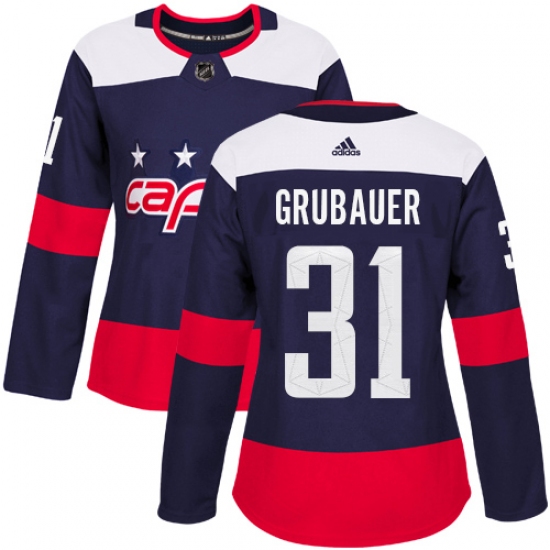Women's Adidas Washington Capitals #31 Philipp Grubauer Authentic Navy Blue 2018 Stadium Series NHL Jersey - Ujersey