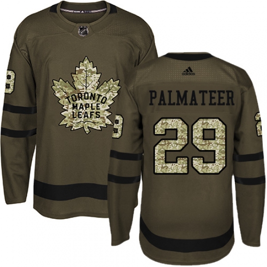 Men's Adidas Toronto Maple Leafs #29 Mike Palmateer Authentic Green Salute to Service NHL Jersey - Ujersey