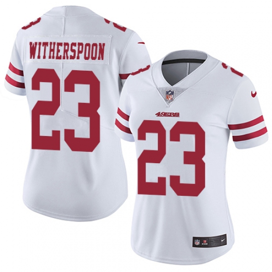 Women's Nike San Francisco 49ers #23 Ahkello Witherspoon White Vapor Untouchable Elite Player NFL Jersey - Ujersey