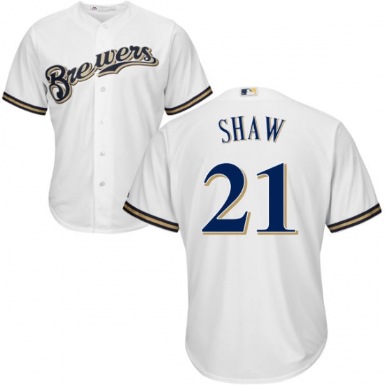 Youth Majestic Milwaukee Brewers #21 Travis Shaw Authentic White Home Cool Base MLB Jersey - Ujersey