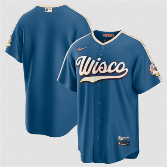 Men's Milwaukee Brewers Blank Mineral Blue 2026 City Connect Stadium Stitched Stitched Baseball Jersey - Ujersey