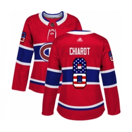 Women's Montreal Canadiens #8 Ben Chiarot Authentic Red USA Flag Fashion Hockey Jersey - Ujersey