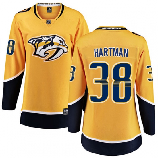 Women's Nashville Predators #38 Ryan Hartman Fanatics Branded Gold Home Breakaway NHL Jersey - Ujersey