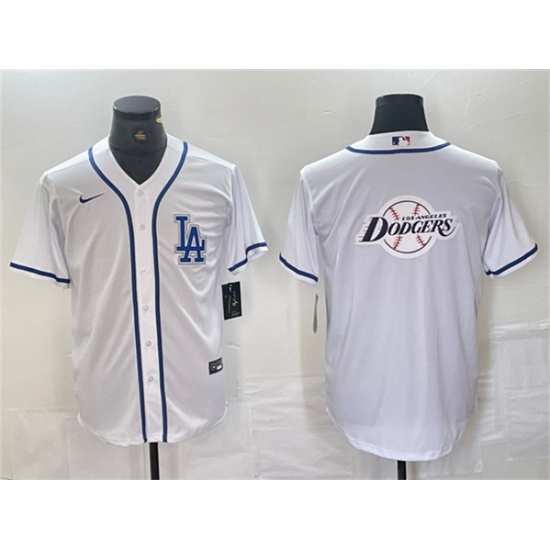 Men's Los Angeles Dodgers Team Big Logo White Cool Base Stitched Baseball Jerseys - Ujersey