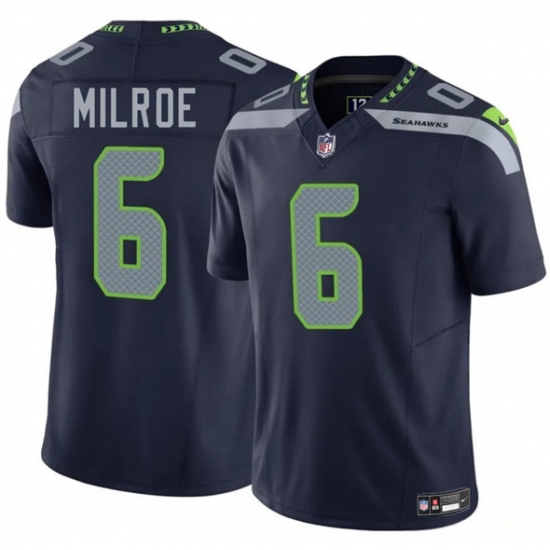 Men's Seattle Seahawks #6 Jalen Milroe Navy 2025 F.U.S.E. Vapor Limited Football Stitched Jersey - Ujersey