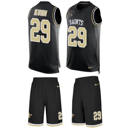 Men's Nike New Orleans Saints #29 John Kuhn Limited Black Tank Top Suit NFL Jersey - Ujersey