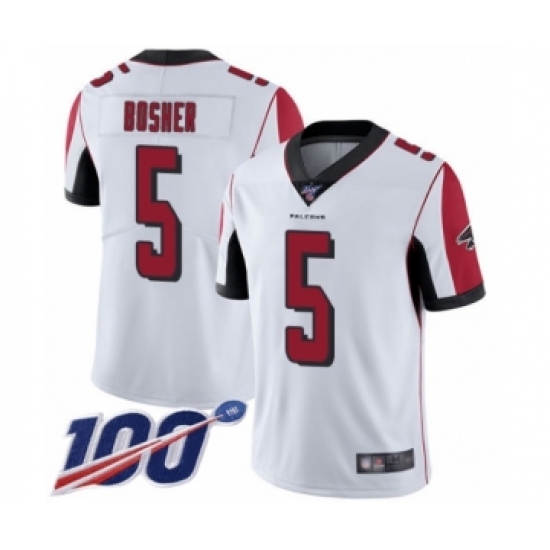 Men's Atlanta Falcons #5 Matt Bosher White Vapor Untouchable Limited Player 100th Season Football Jersey - Ujersey