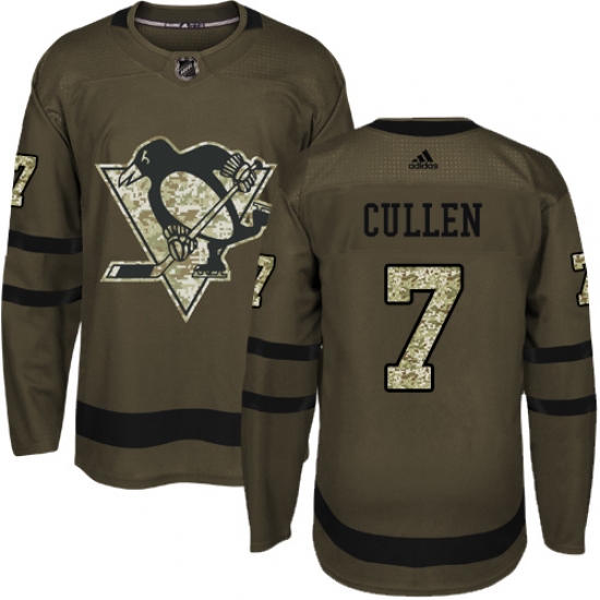 Men's Adidas Pittsburgh Penguins #7 Matt Cullen Authentic Green Salute to Service NHL Jersey - Ujersey