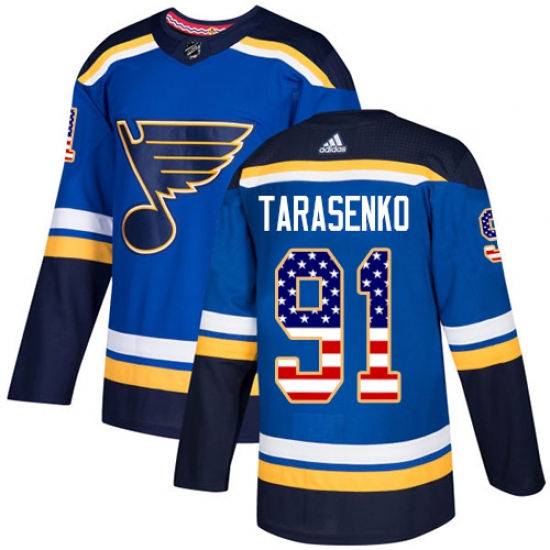 Youth Adidas St. Louis Blues #91 Vladimir Tarasenko Authentic Blue USA Flag Fashion NHL Jersey - Ujersey