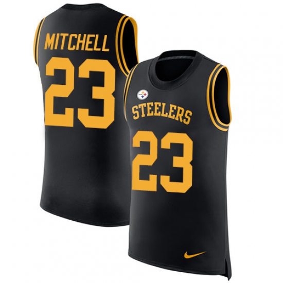 Men's Nike Pittsburgh Steelers #23 Mike Mitchell Limited Black Rush Player Name & Number Tank Top NFL Jersey - Ujersey