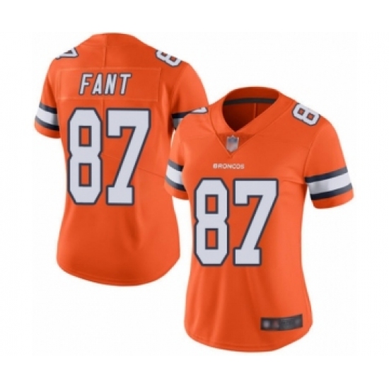Women's Denver Broncos #87 Noah Fant Limited Orange Rush Vapor Untouchable Football Jersey - Ujersey
