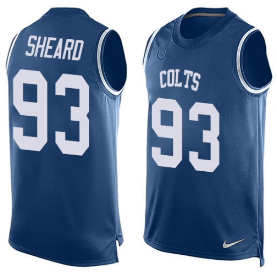 Men's Nike Indianapolis Colts #93 Jabaal Sheard Limited Royal Blue Player Name & Number Tank Top NFL Jersey - Ujersey