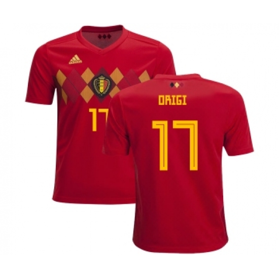 Belgium #17 Origi Home Kid Soccer Country Jersey