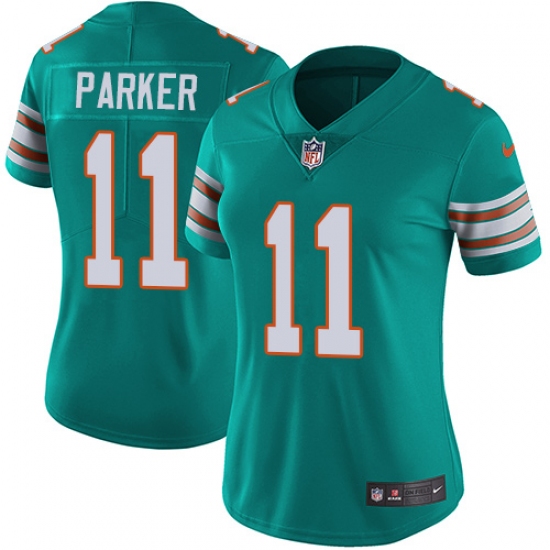 Women's Nike Miami Dolphins #11 DeVante Parker Aqua Green Alternate Vapor Untouchable Limited Player NFL Jersey - Ujersey