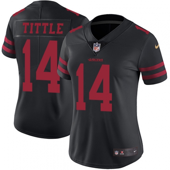 Women's Nike San Francisco 49ers #14 Y.A. Tittle Elite Black NFL Jersey - Ujersey
