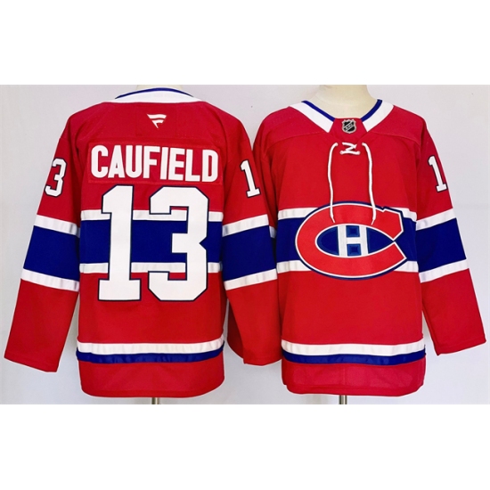 Men's Montreal Canadiens #13 Cole Caufield Red 2024-25 Stitched Jersey - Ujersey