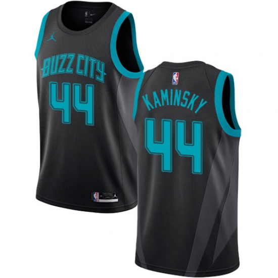 Men's Nike Jordan Charlotte Hornets #44 Frank Kaminsky Swingman Black NBA Jersey - 2018 19 City Edition - Ujersey
