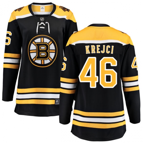 Women's Boston Bruins #46 David Krejci Authentic Black Home Fanatics Branded Breakaway NHL Jersey - Ujersey