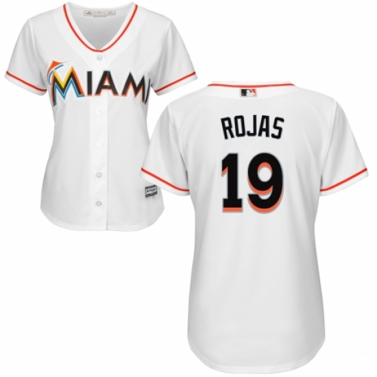 Women's Majestic Miami Marlins #19 Miguel Rojas Authentic White Home Cool Base MLB Jersey - Ujersey