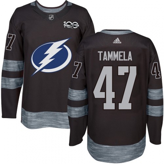 Men's Adidas Tampa Bay Lightning #47 Jonne Tammela Authentic Black 1917-2017 100th Anniversary NHL Jersey - Ujersey