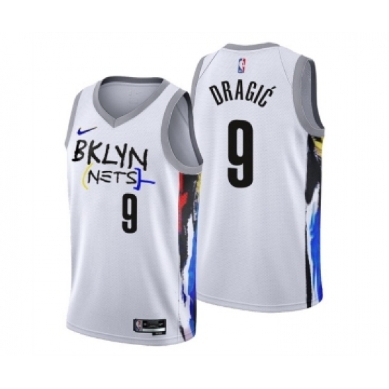 Men's Brooklyn Nets #9 Goran Dragic 2022-23 White City Edition Stitched Basketball Jersey