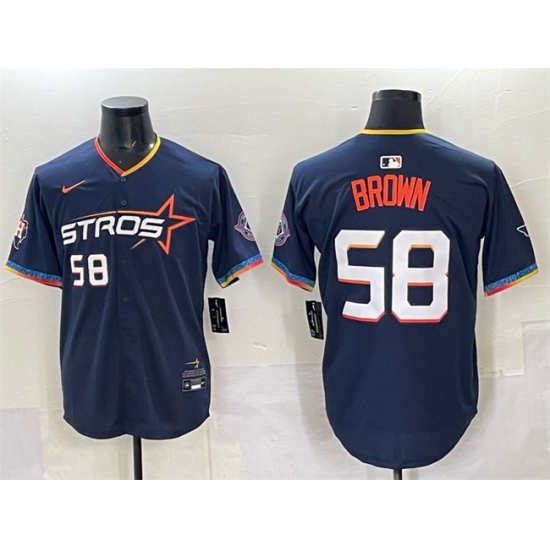 Men's Houston Astros #58 Hunter Brown Navy 2025 City Connect Limited Stitched Baseball Jersey - Ujersey