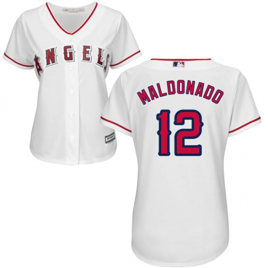 Women's Majestic Los Angeles Angels of Anaheim #12 Martin Maldonado Authentic White Home Cool Base MLB Jersey - Ujersey
