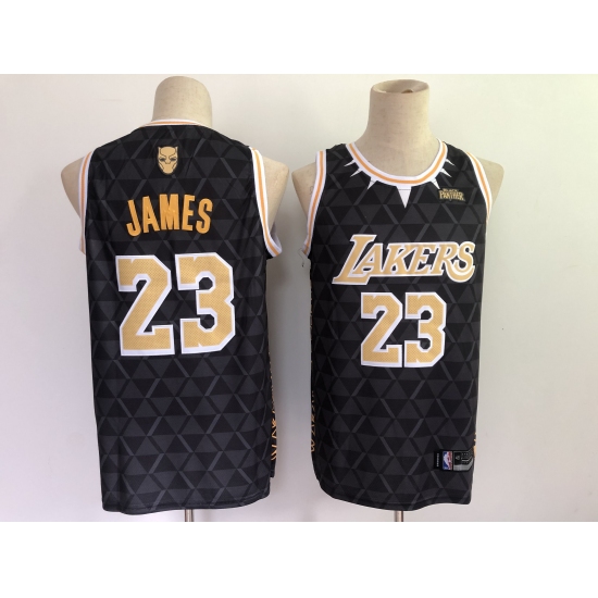 Men's Los Angeles Lakers #23 LeBron James Black Panther Limiter Jersey - Ujersey