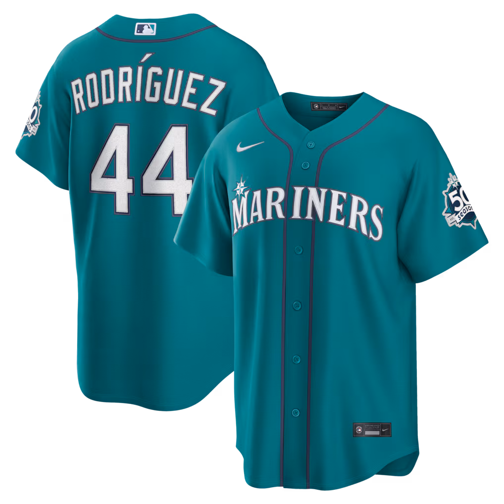 Men's Seattle Mariners Julio Rodríguez Nike Teal Alternate Stadium 50th Season Patch Jersey - Ujersey