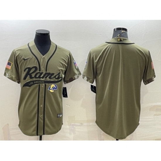 Men's Los Angeles Rams Blank Olive Salute to Service Cool Base Stitched Baseball Jersey - Ujersey