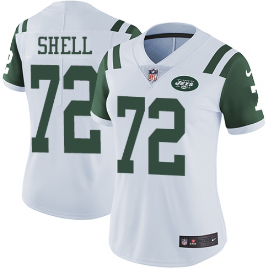 Women's Nike New York Jets #72 Brandon Shell White Vapor Untouchable Elite Player NFL Jersey - Ujersey