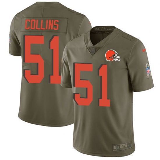 Youth Nike Cleveland Browns #51 Jamie Collins Limited Olive 2017 Salute to Service NFL Jersey - Ujersey