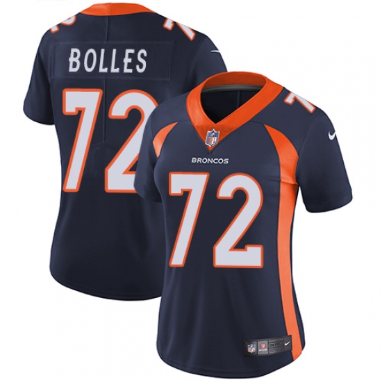 Women's Nike Denver Broncos #72 Garett Bolles Navy Blue Alternate Vapor Untouchable Limited Player NFL Jersey - Ujersey