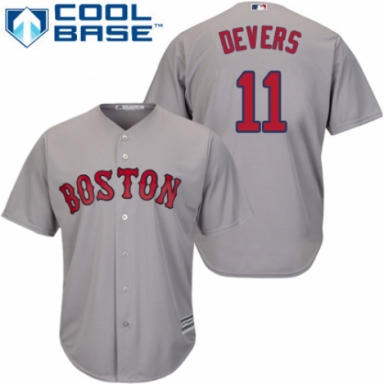 Youth Majestic Boston Red Sox #11 Rafael Devers Replica Grey Road Cool Base MLB Jersey - Ujersey
