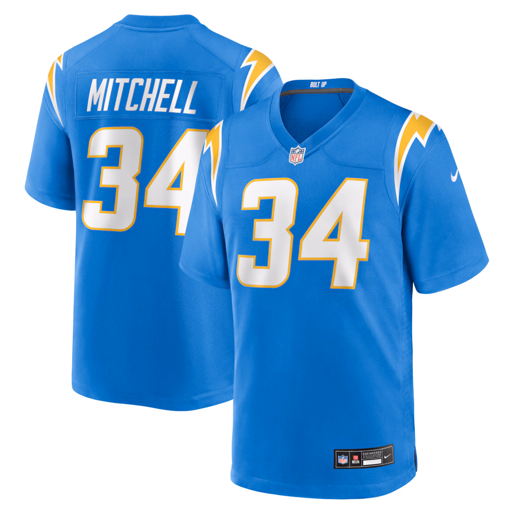 Men's Los Angeles Chargers Keaton Mitchell Nike Powder Blue Team Game Jersey