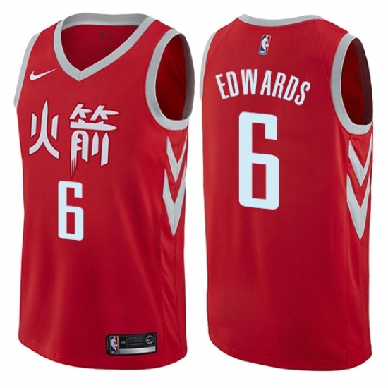 Women's Nike Houston Rockets #6 Vincent Edwards Swingman Red NBA Jersey - City Edition - Ujersey