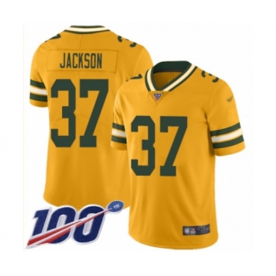Youth Green Bay Packers #37 Josh Jackson Limited Gold Inverted Legend 100th Season Football Jersey - Ujersey
