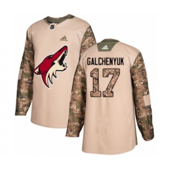 Youth Adidas Arizona Coyotes #17 Alex Galchenyuk Authentic Camo Veterans Day Practice NHL Jerseyey