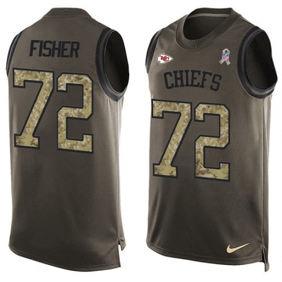 Men's Nike Kansas City Chiefs #72 Eric Fisher Limited Green Salute to Service Tank Top NFL Jersey - Ujersey