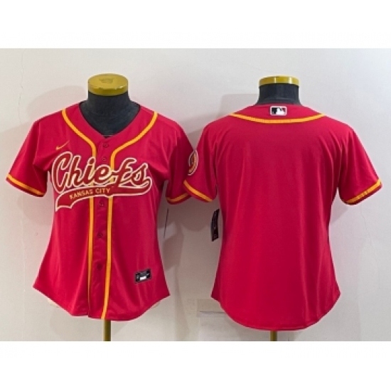 Women's Kansas City Chiefs Blank Red With Patch Cool Base Stitched Baseball Jersey - Ujersey