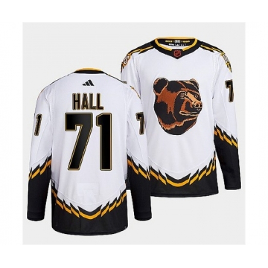 Men's Boston Bruins #71 Taylor Hall 2022 White Reverse Retro Stitched Jersey - Ujersey