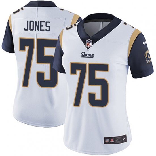 Women's Nike Los Angeles Rams #75 Deacon Jones White Vapor Untouchable Limited Player NFL Jersey - Ujersey