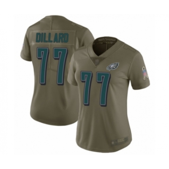 Women's Philadelphia Eagles #77 Andre Dillard Limited Olive 2017 Salute to Service Football Jersey - Ujersey