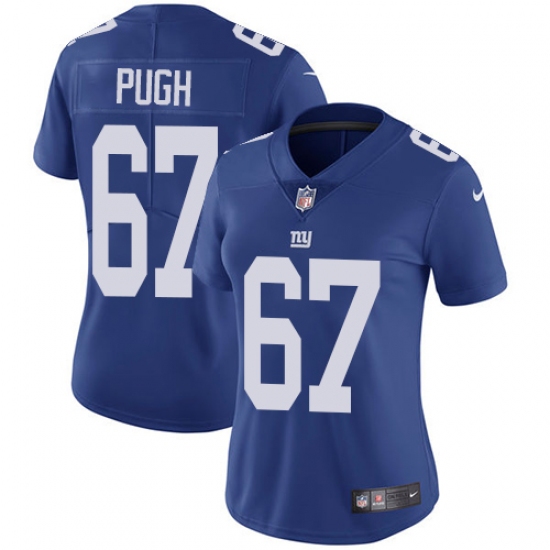 Women's Nike New York Giants #67 Justin Pugh Royal Blue Team Color Vapor Untouchable Limited Player NFL Jersey - Ujersey